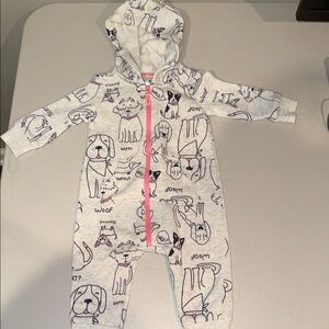 Carter's Cream and Pink Dog Print Footie